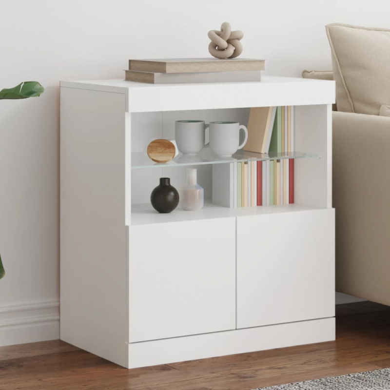 Sideboard mit LED-Leuchten Weiß 60x37x67 cm