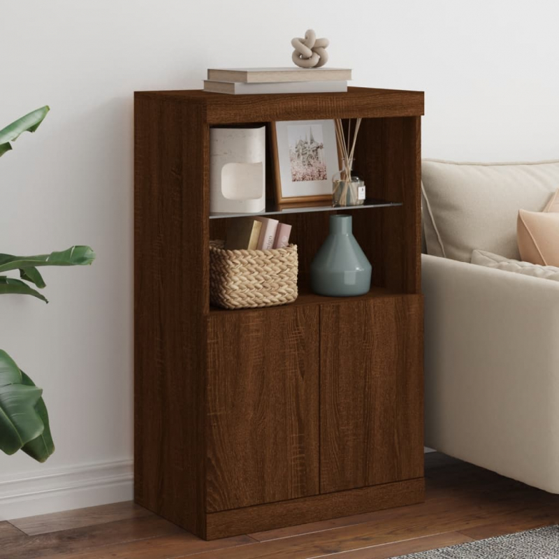 Sideboard mit LED-Leuchten Braun Eichen-Optik 60,5x37x100 cm
