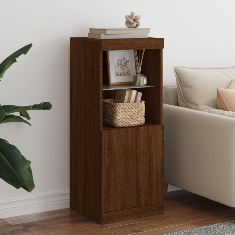 Sideboard mit LED-Leuchten Braun Eichen-Optik 41x37x100 cm