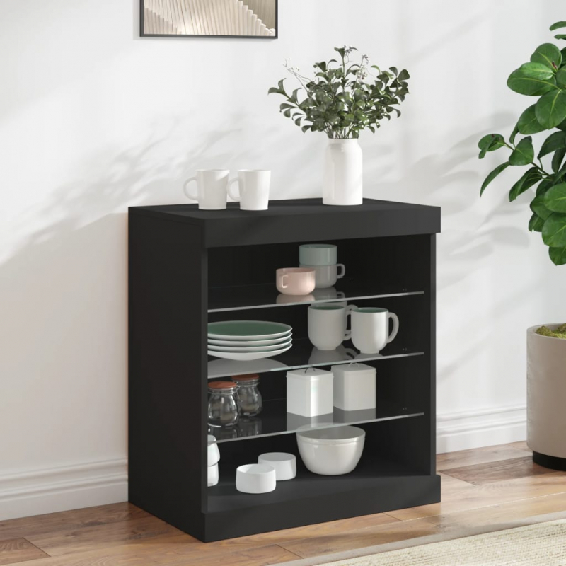 Sideboard mit LED-Leuchten Schwarz 60,5x37x67 cm