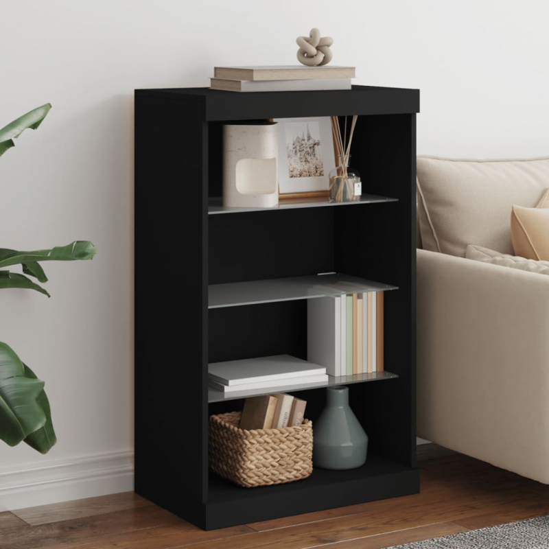 Sideboard mit LED-Leuchten Schwarz 60,5x37x100 cm