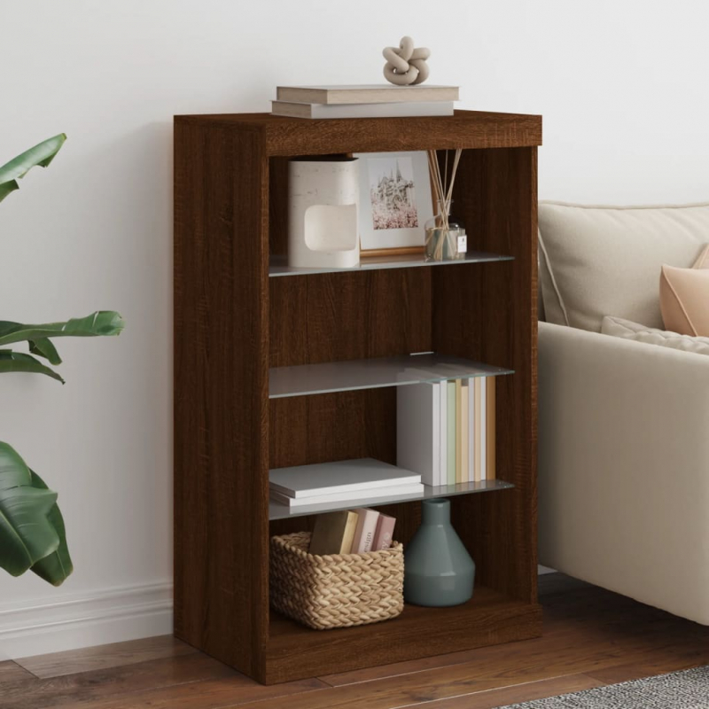 Sideboard mit LED-Leuchten Braun Eichen-Optik 60,5x37x100 cm