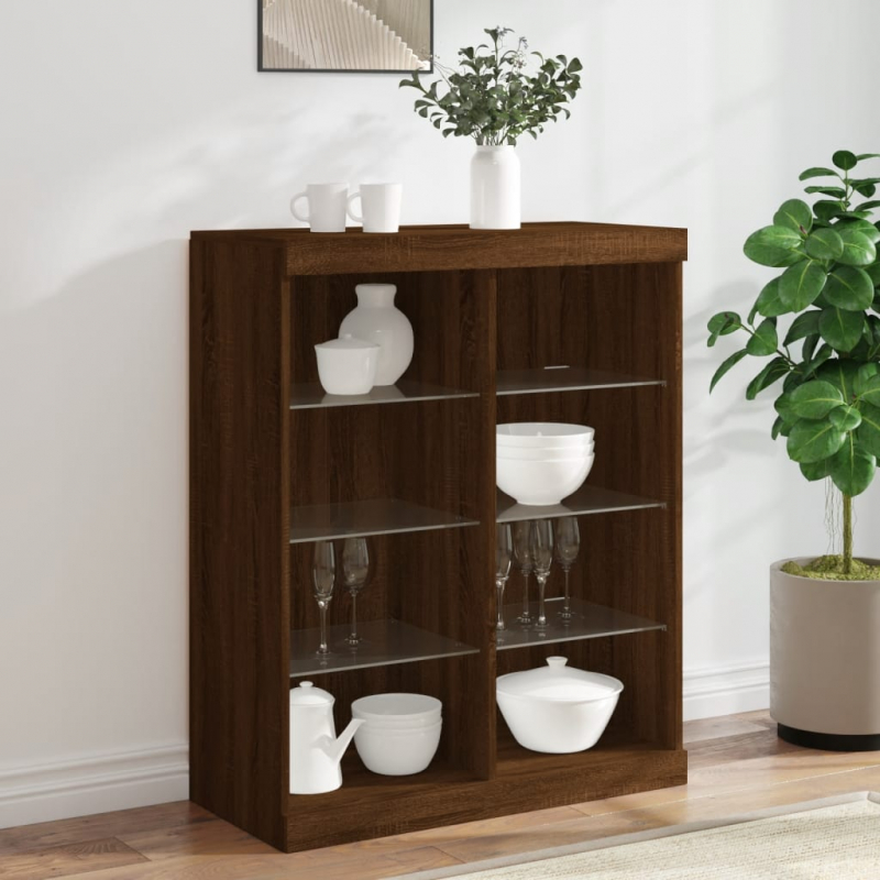 Sideboard mit LED-Leuchten Braun Eichen-Optik 81x37x100 cm