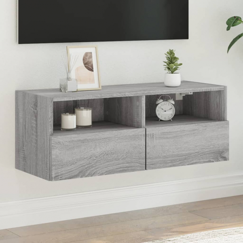 TV-Wandschrank Grau Sonoma 80x30x30 cm Holzwerkstoff