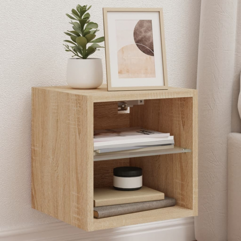 TV-Wandschrank mit LED-Leuchten Sonoma-Eiche 30x28,5x30 cm