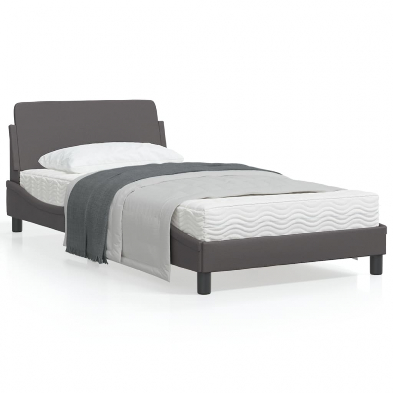 Bettgestell mit Kopfteil Grau 100x200 cm Kunstleder