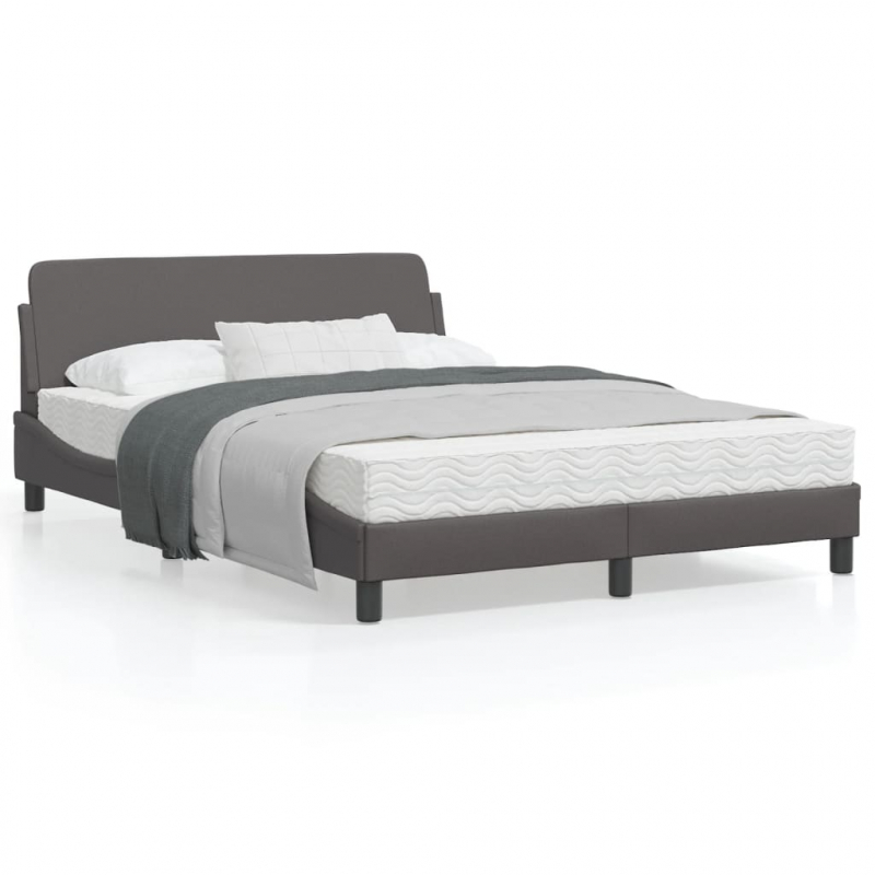 Bettgestell mit Kopfteil Grau 140x190 cm Kunstleder