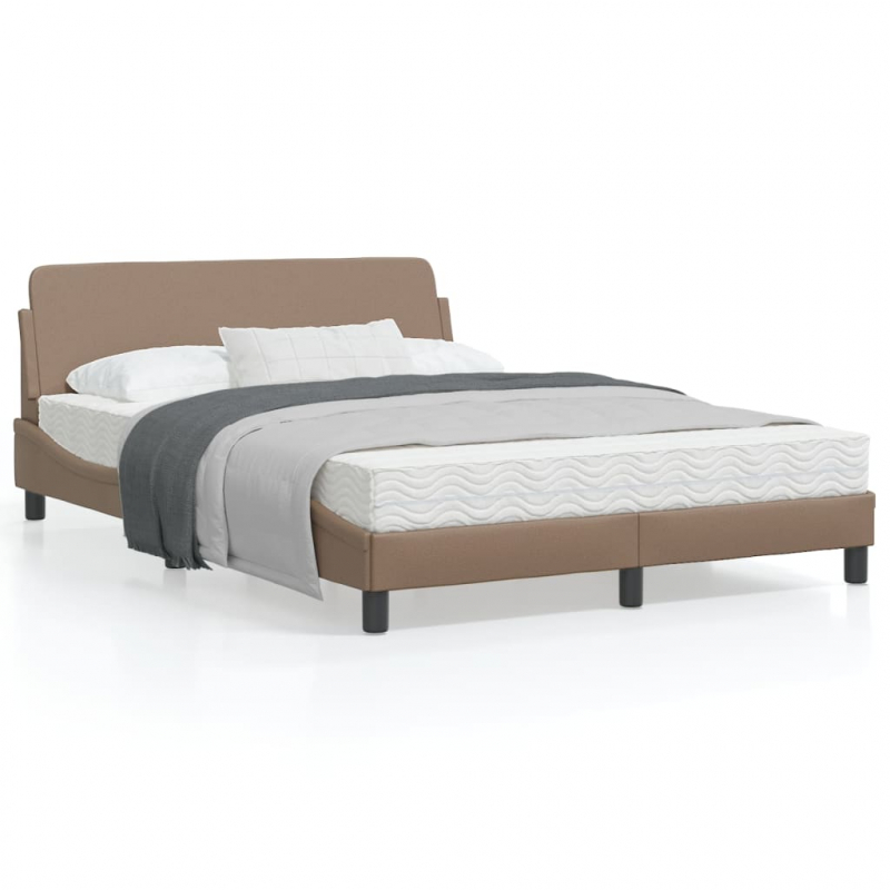 Bettgestell mit Kopfteil Cappuccino-Braun 140x190 cm Kunstleder
