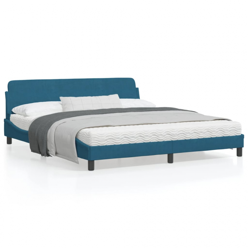 Bettgestell mit Kopfteil Blau 180x200 cm Samt