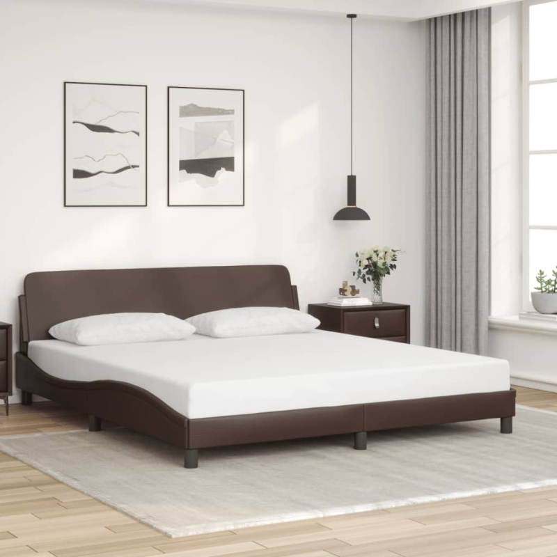 Bettgestell mit Kopfteil Braun 180x200 cm Kunstleder