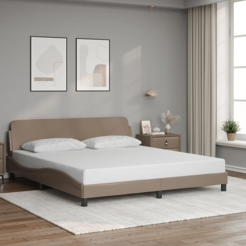 Bettgestell mit Kopfteil Cappuccino-Braun 180x200 cm Kunstleder