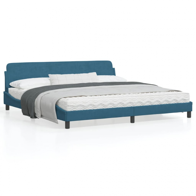 Bettgestell mit Kopfteil Blau 200x200 cm Samt