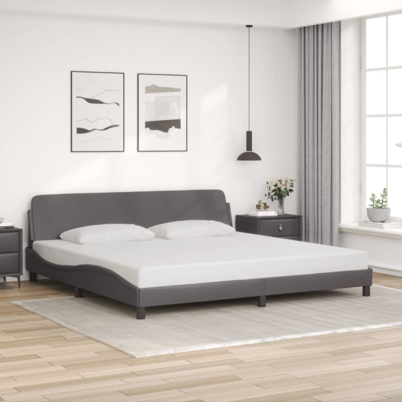 Bettgestell mit Kopfteil Grau 200x200 cm Kunstleder