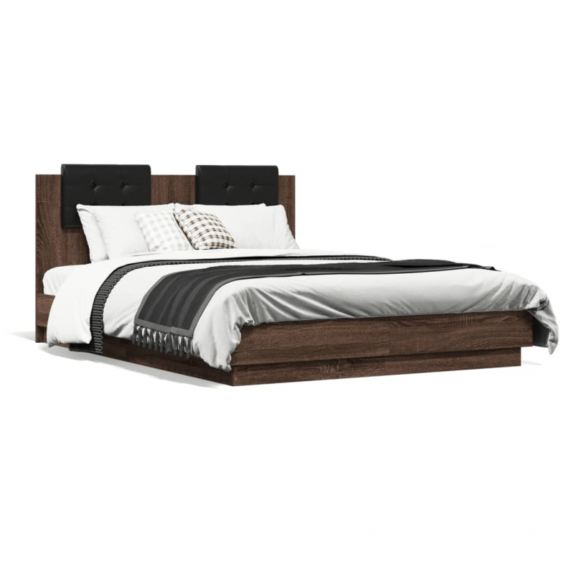 Bettgestell mit Kopfteil Braun Eichen-Optik 120x190 cm