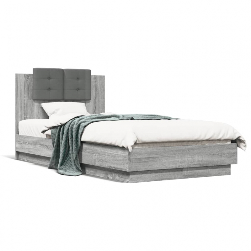Bettgestell mit Kopfteil Grau Sonoma 90x190 cm Holzwerkstoff