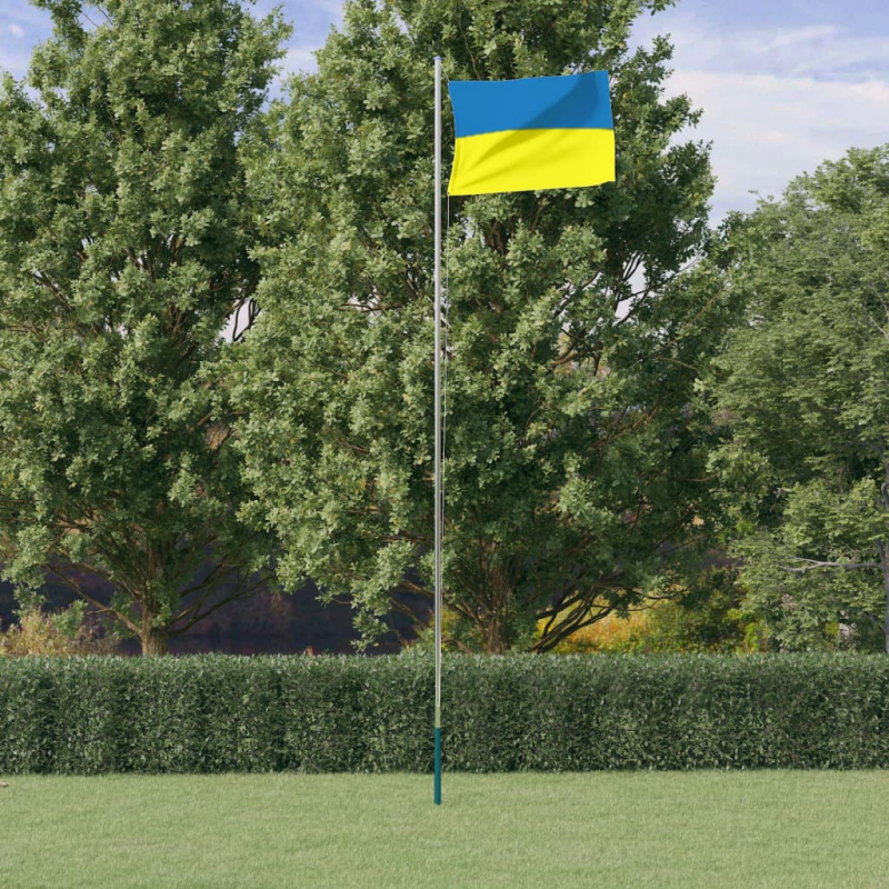 Flagge der Ukraine und Mast 6,23 m Aluminium