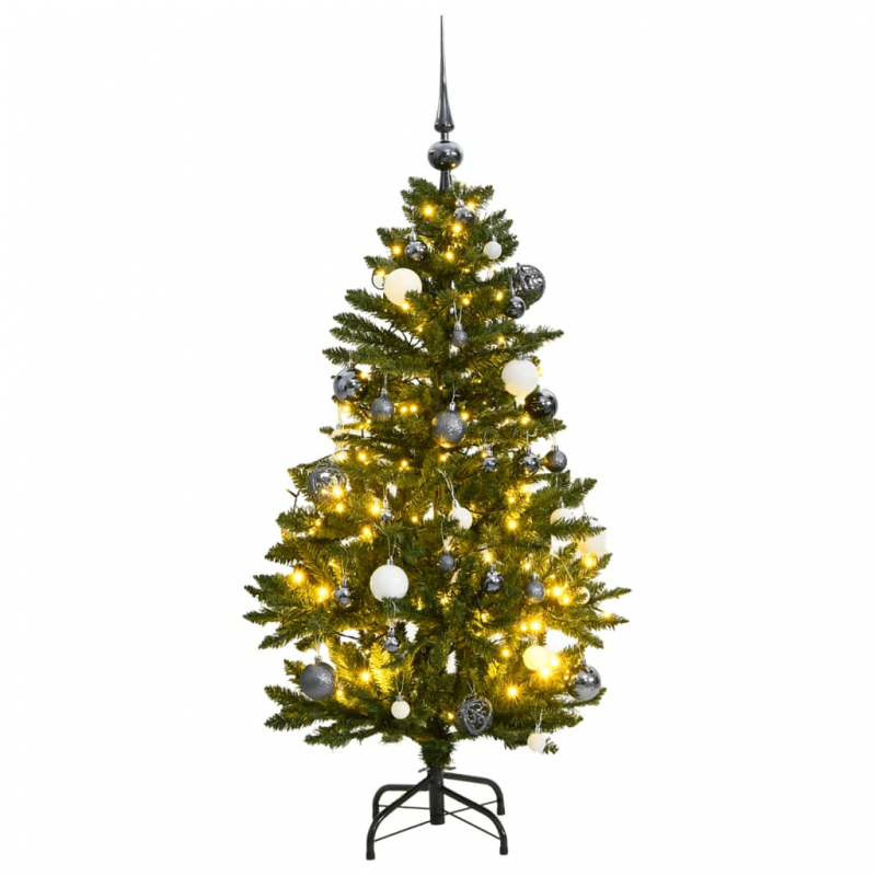 Künstlicher Weihnachtsbaum Klappbar 150 LEDs & Kugeln 120 cm