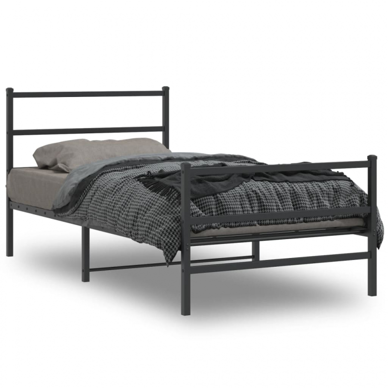 Bettgestell mit Kopf- und Fußteil Metall Schwarz 100x200 cm
