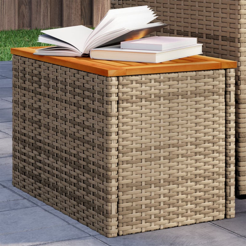 Garten-Beistelltische 2 Stk. Beige 55x34x37 cm Polyrattan Holz