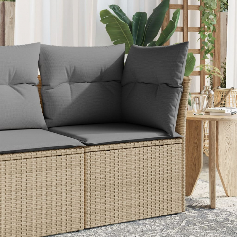 Garten-Ecksofa mit Kissen Beige Poly Rattan