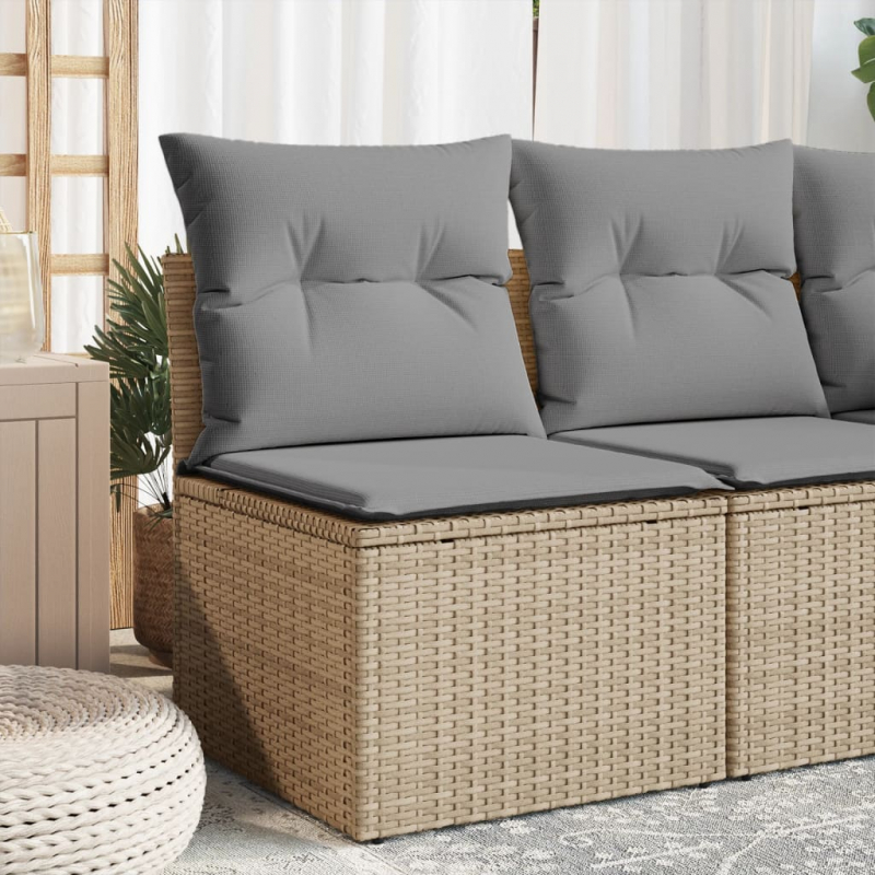 Garten-Ecksofa mit Kissen Beige Poly Rattan