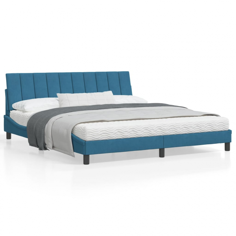 Bettgestell mit Kopfteil Blau 180x200 cm Samt