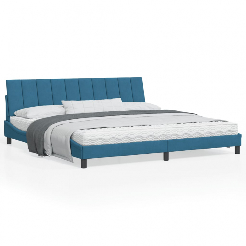Bettgestell mit Kopfteil Blau 200x200 cm Samt