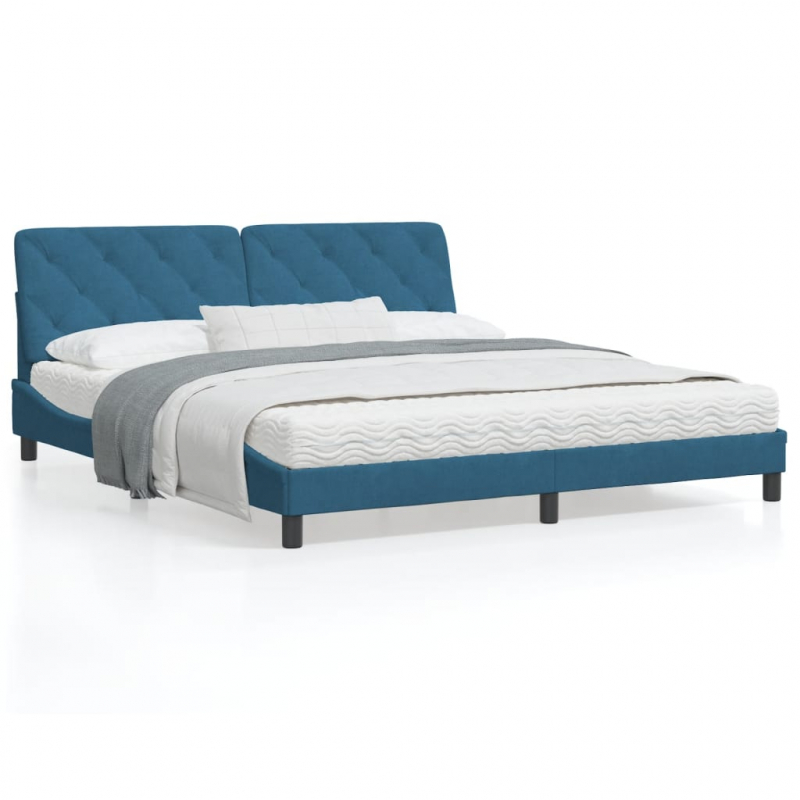 Bettgestell mit Kopfteil Blau 180x200 cm Samt