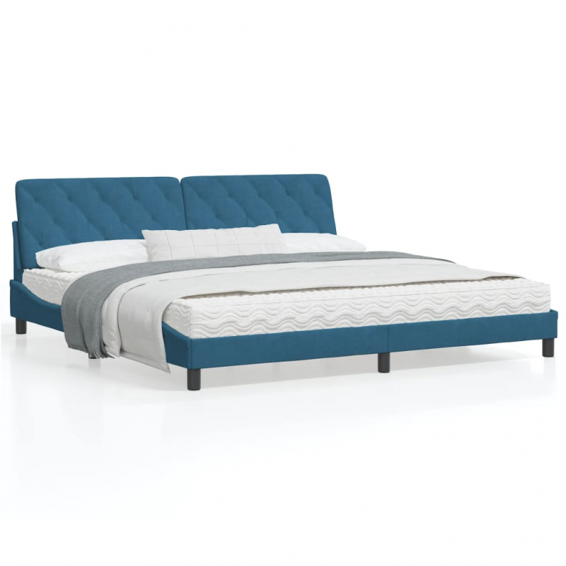 Bettgestell mit Kopfteil Blau 200x200 cm Samt