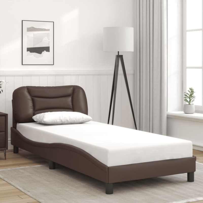 Bettgestell mit Kopfteil Braun 80x200 cm Kunstleder