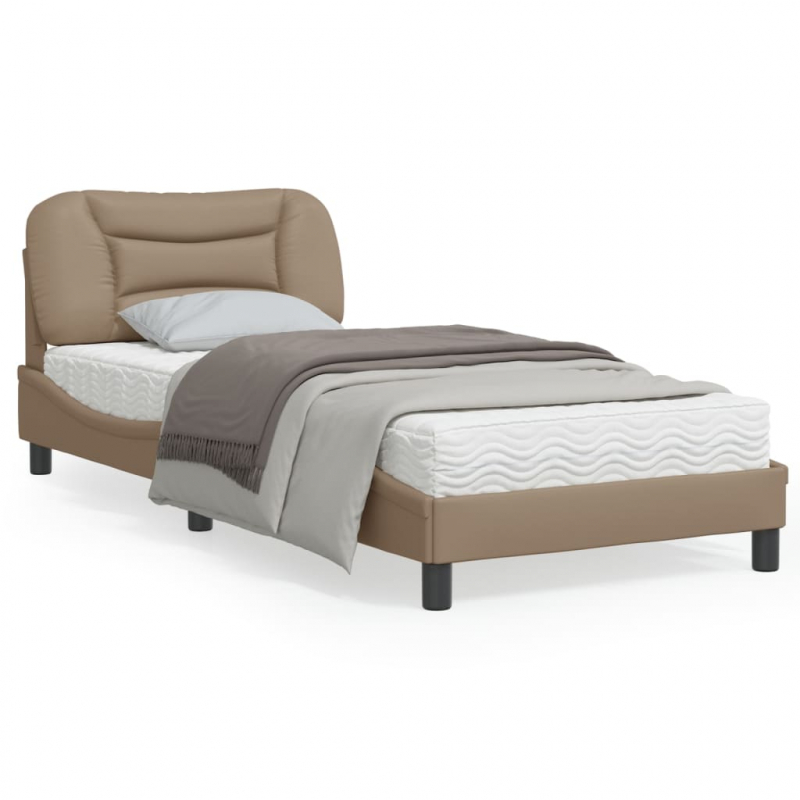 Bettgestell mit Kopfteil Cappuccino-Braun 80x200 cm Kunstleder