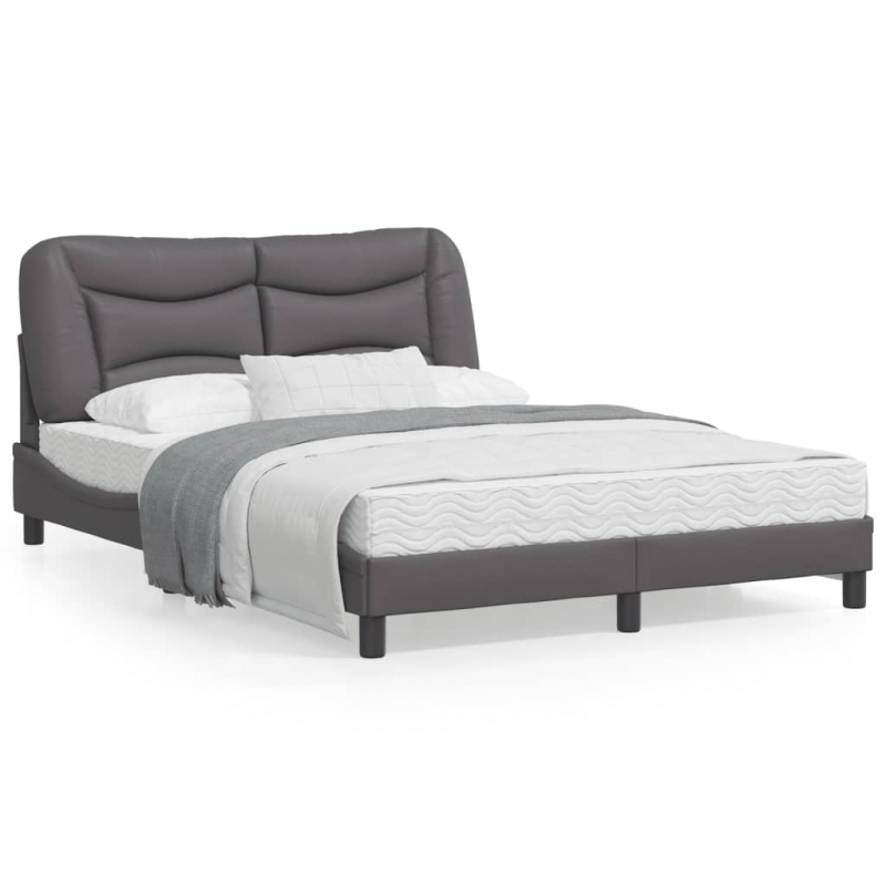 Bettgestell mit Kopfteil Grau 140x190 cm Kunstleder