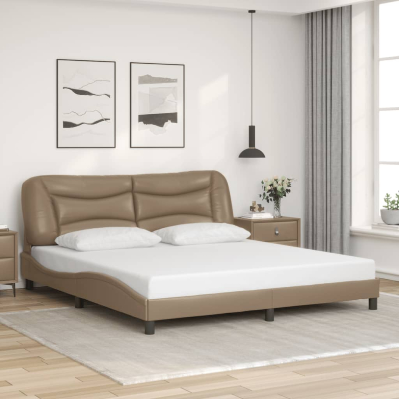 Bettgestell mit Kopfteil Cappuccino-Braun 180x200 cm Kunstleder