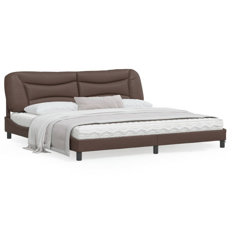 Bettgestell mit Kopfteil Braun 200x200 cm Kunstleder