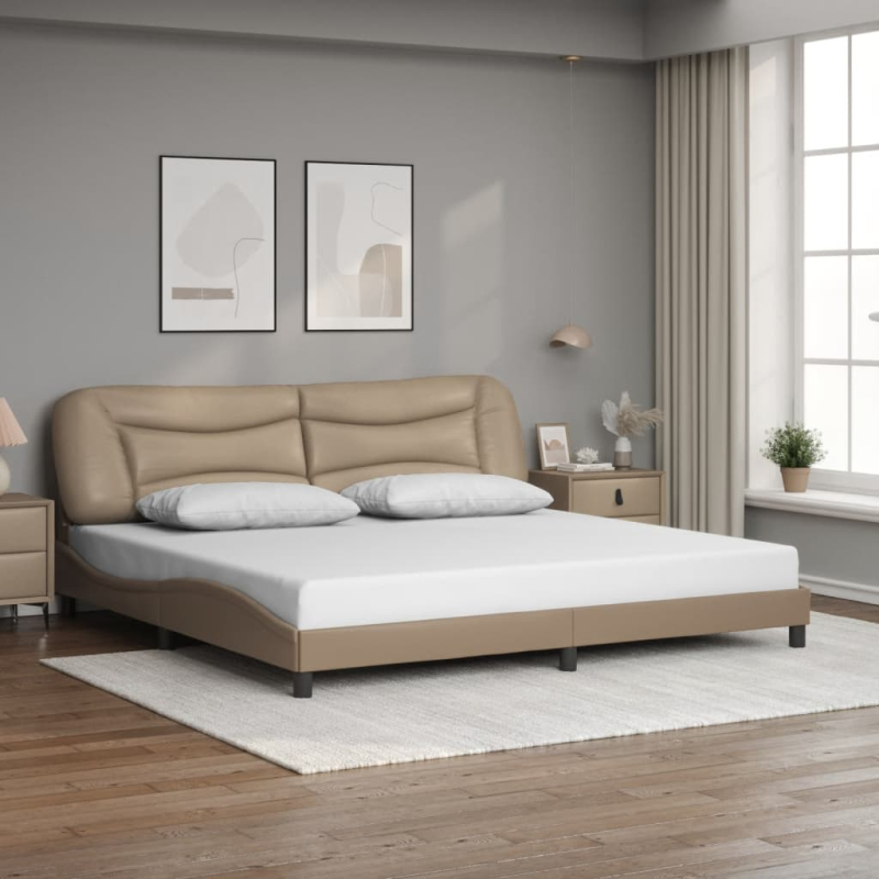 Bettgestell mit Kopfteil Cappuccino-Braun 200x200 cm Kunstleder
