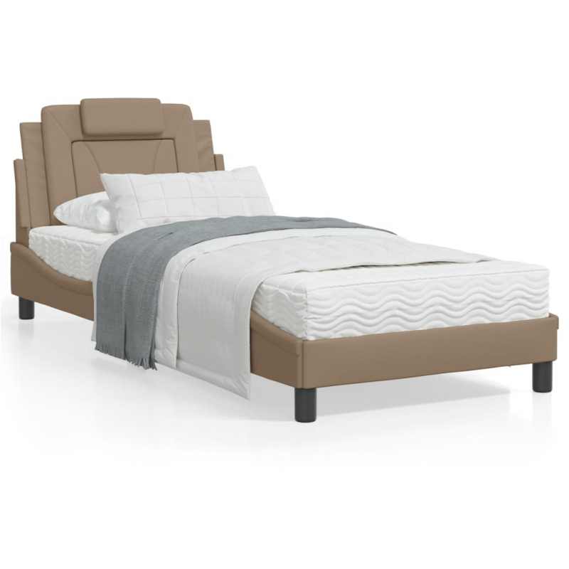Bettgestell mit Kopfteil Cappuccino-Braun 90x200 cm Kunstleder