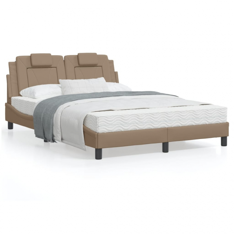 Bettgestell mit Kopfteil Cappuccino-Braun 120x200 cm Kunstleder