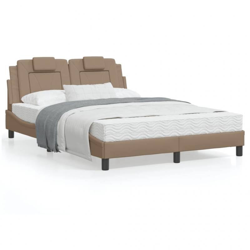 Bettgestell mit Kopfteil Cappuccino-Braun 140x190 cm Kunstleder