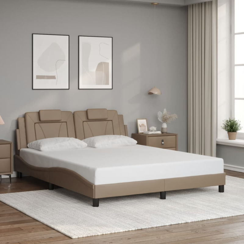 Bettgestell mit Kopfteil Cappuccino-Braun 160x200 cm Kunstleder