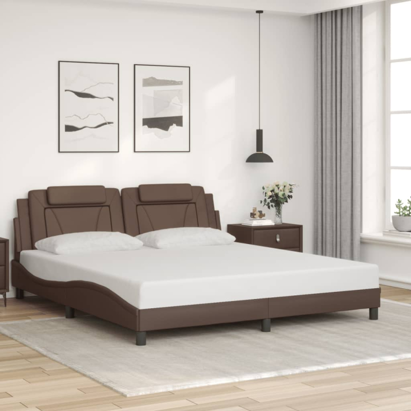 Bettgestell mit Kopfteil Braun 180x200 cm Kunstleder