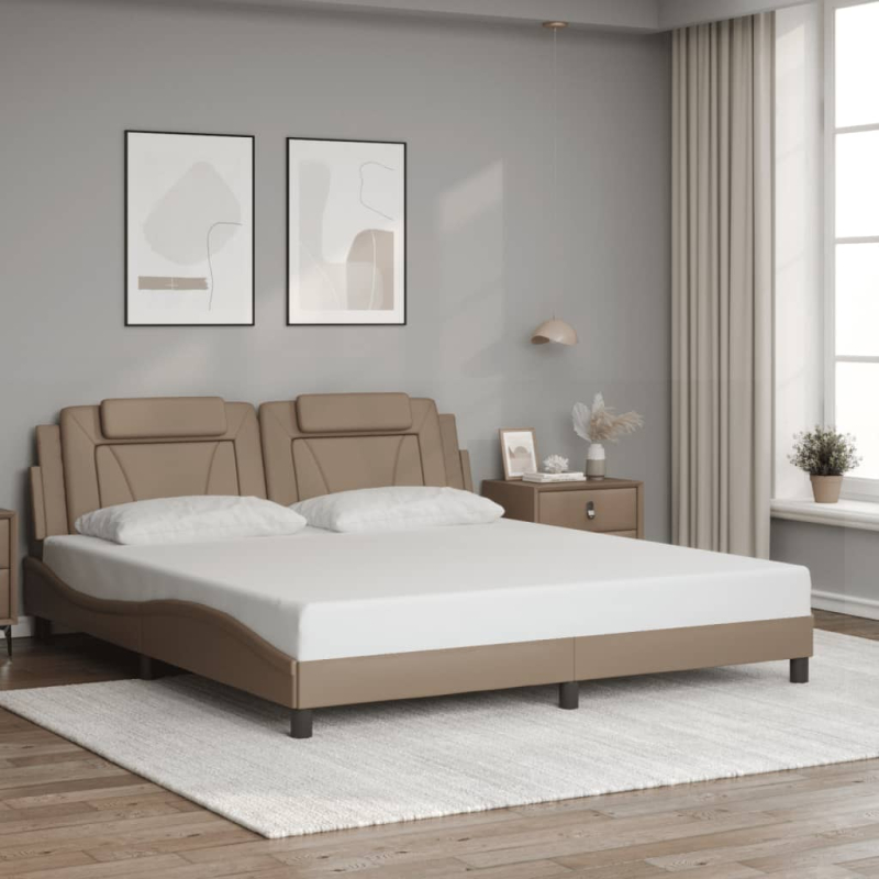 Bettgestell mit Kopfteil Cappuccino-Braun 180x200 cm Kunstleder