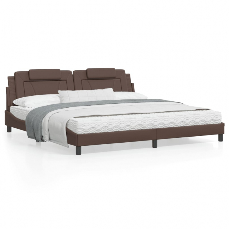 Bettgestell mit Kopfteil Braun 200x200 cm Kunstleder