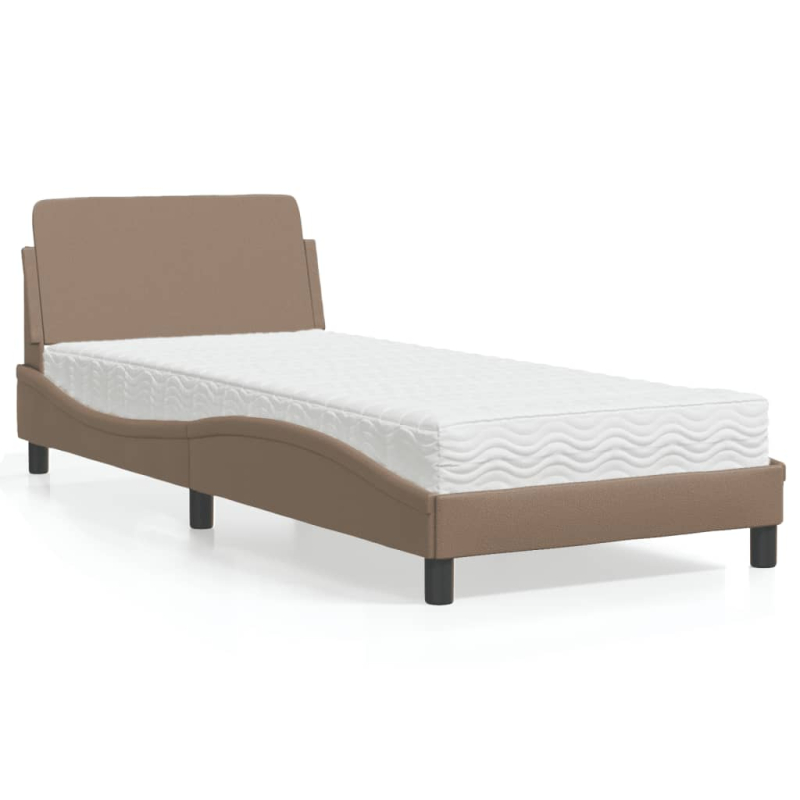 Bett mit Matratze Cappuccino-Braun 90x190 cm Kunstleder