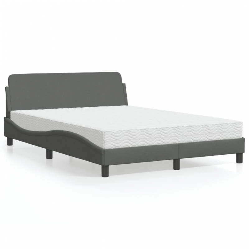 Bett mit Matratze Dunkelgrau 120x200 cm Stoff