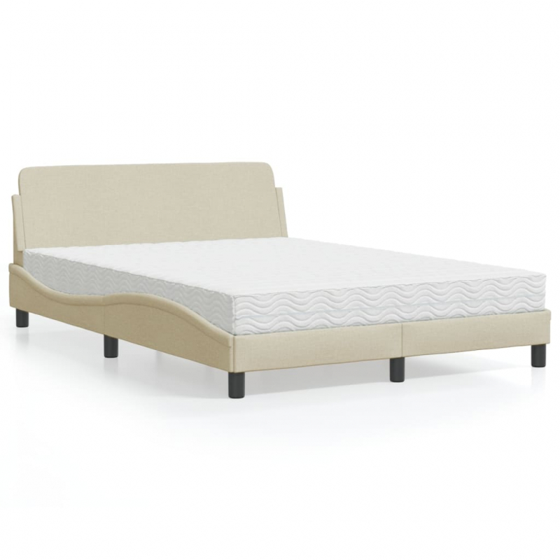 Bett mit Matratze Creme 120x200 cm Stoff