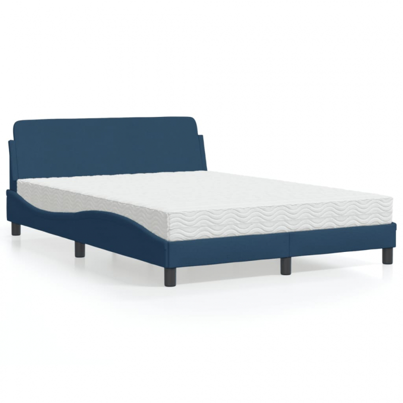 Bett mit Matratze Blau 120x200 cm Stoff