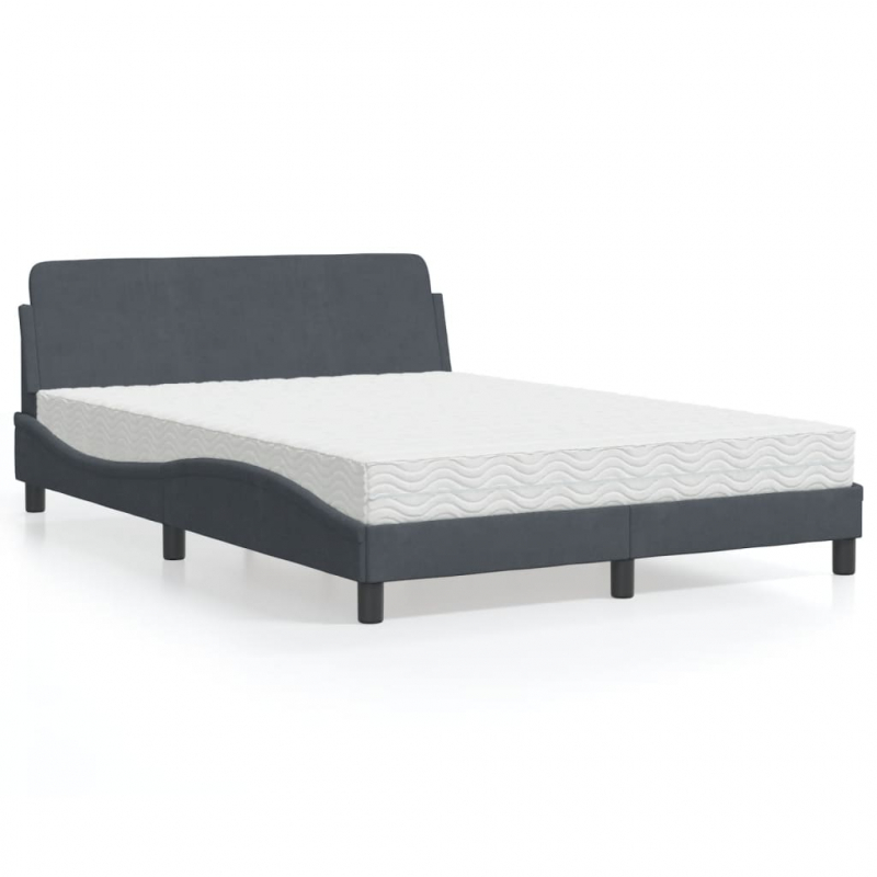 Bett mit Matratze Dunkelgrau 140x190 cm Samt