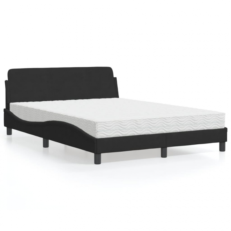 Bett mit Matratze Schwarz 140x190 cm Samt