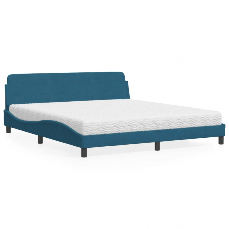 Bett mit Matratze Blau 180x200 cm Samt