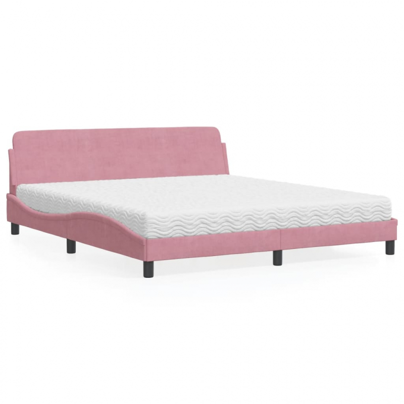 Bett mit Matratze Rosa 180x200 cm Samt